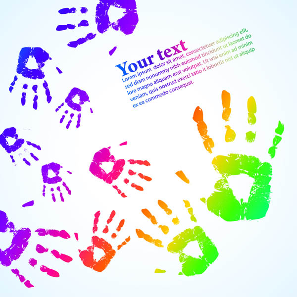 free vector Colorful hand footprints vector